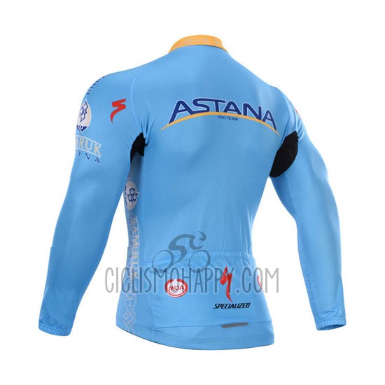 Astana Cycling Jersey Bib Tight 2015 Long Sleeve Light Blue